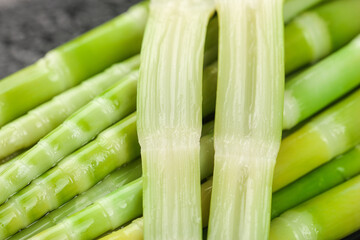 Fresh Bamboo Shoot Tips Close-up - Emerald Green Asian Cooking Ingredients