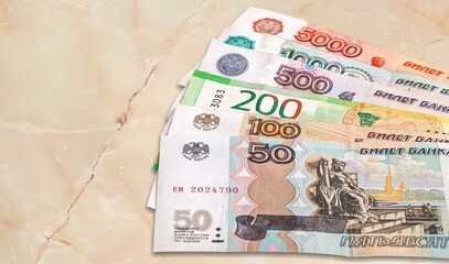 Russian rubles bills money. Finance concept.