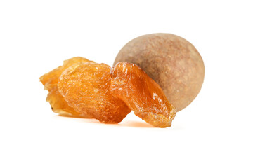 Fresh Dried Apricots with Pit on White Background - Organic Fruit Snack