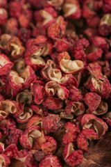 Dried Sichuan Hanyuan Peppercorns Chinese Spice Pellets Dahongpao Cooking Ingredient Close-up