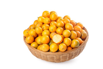 Fresh Guangxi Kumquats in Wicker Basket - Small Golden Citrus Fruits with Smooth Crispy Skin