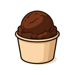 Chocolate Ice Cream Scoop in a Classic Cup, Rich Dessert for Treats and Summer Enjoyment