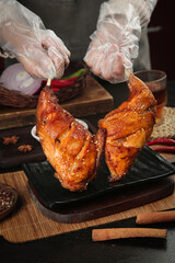 Spicy Szechuan Smoked Rabbit Legs with Fresh Herbs and Traditional Chinese Spices - Asian Cuisine Delicacy