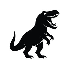 Fierce tyrannosaurus rex roaring silhouette in solid black