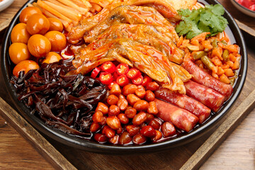 Liuzhou Snail Noodle Hot Pot with Duck Feet and Seafood - Traditional Guangxi Chinese Cuisine