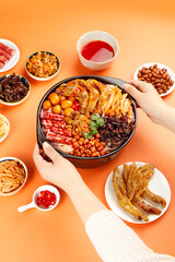 Chinese Hotpot Casserole with Duck Feet and Conch from Liuzhou Guangxi Traditional Cuisine