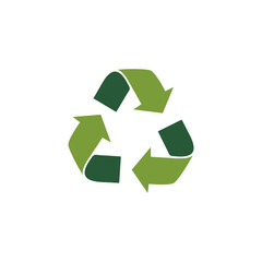 Green recycling symbol with three arrows forming a triangle on a white background.