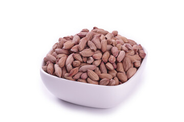 Raw Peanut Kernels in White Bowl - Healthy Natural Snack Ingredient