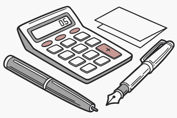 calculator and pen