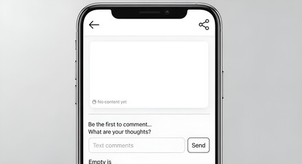 Clean Minimalist Comment Section Empty State on Mobile Device UI