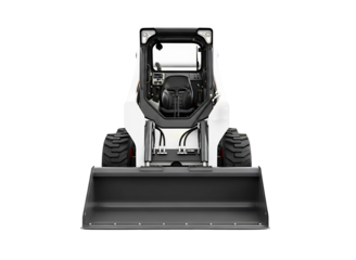 White bobcat skid steer loader with bucket isolated on transparent background