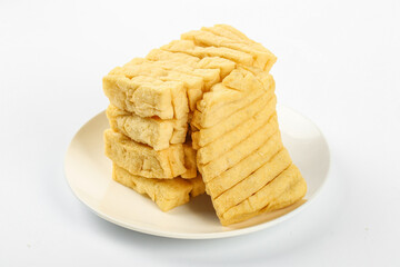 Sliced Tofu Blocks on White Plate - Asian Cooking Ingredient