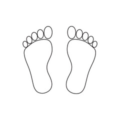 Human footprints outline vector flat design on white background on white background