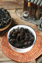 Fresh Black Wood Ear Mushrooms in Bowl - Asian Cuisine Ingredient Preparation