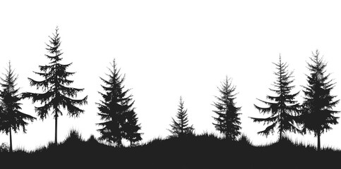 Fototapeta premium PNG Forest silhouette illustration forest trees.