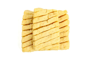 Dried Tofu Sticks Stack - Traditional Asian Protein Food Ingredient on White Background