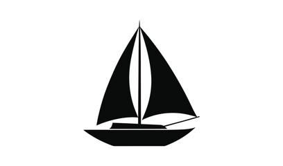 Black silhouette of a sailboat on a white background