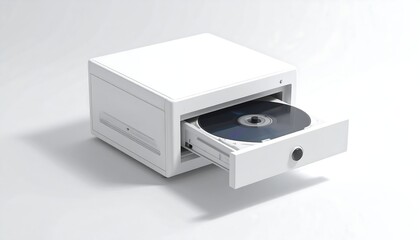 White optical drive unit with open drawer