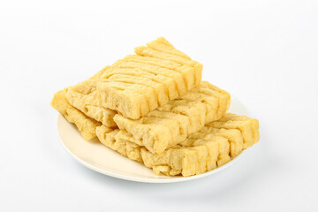 Henan Bean Curd Skewers Selection Showcase on White Plate - Traditional Chinese Tofu Xiang Gan Preparation
