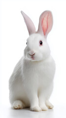 Obraz premium Portrait of white rabbit with pink ears. 