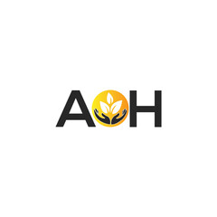 AOH letter logo design on WHITE background. AOH creative initials letter logo concept. AOH letter design.