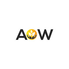AOW letter logo design on BLACK background. AOW creative initials letter logo concept. AOW letter design.