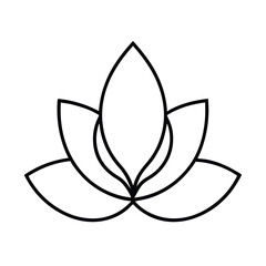 Minimalist clean outline of a yoga lotus flower in silhouette style