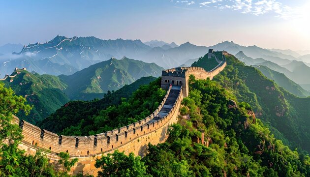Majestic Great Wall of China at sunrise