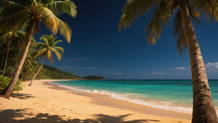 tropical beach with palm trees