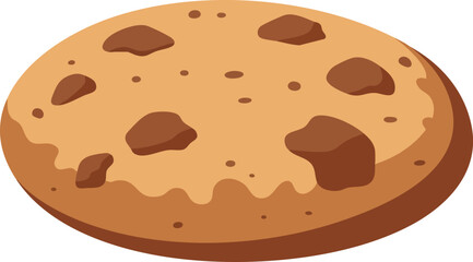 A single, delicious-looking chocolate chip cookie with a golden-brown surface and dark brown chocolate chunks.