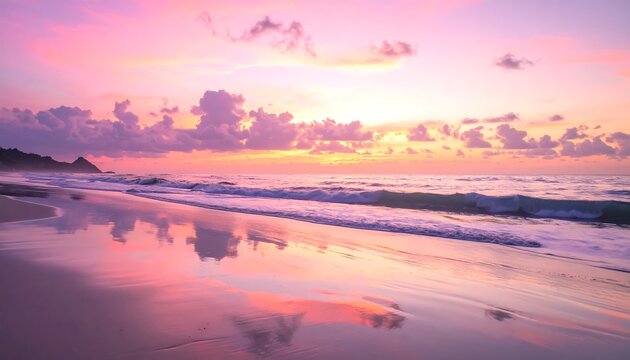 Pastel sunset beach scene - Powered by Adobe