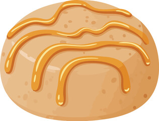 Caramel Drizzled Cookie, Round, Sweet Treat.