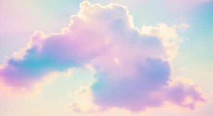 A large, fluffy, pastel-colored cloud against a blue sky with a few scattered white clouds.
