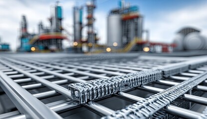 Industrial metal grating, close-up