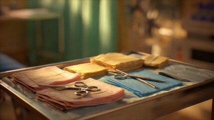 Surgical Instruments and Preparation Materials on Medical Tray
