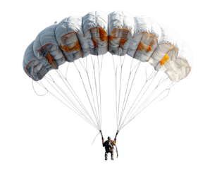 Open Parachute with Harness and Straps Isolated on Transparent Background PNG
