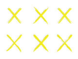 yellow cross sign on transparent background, yellow cross marker png. yellow cross marker isolated on white background. hand-drawn yellow cross