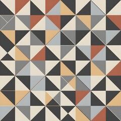 Seamless Flat Minimalist Triangle Mosaic Geometric Pattern