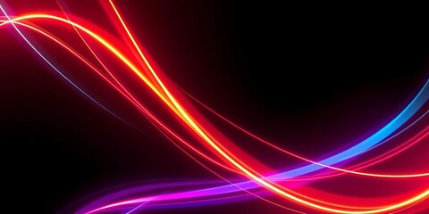 Naklejka premium Abstract glowing lines, vibrant streaks on dark backdrop, technology background, elegant background