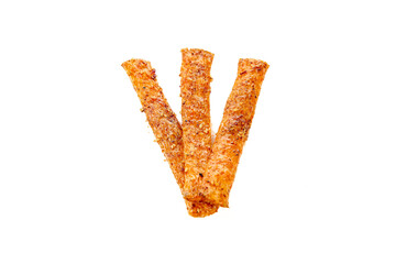 Seasoned Herb Breadsticks with Spices on White Background