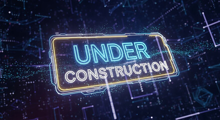 Under construction website page design maintenance message coming soon digital technology background image