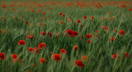 Fototapeta premium Poppy field landscape