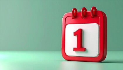 Red calendar icon with date one