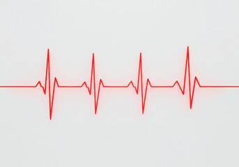 Bright red heartbeat line graph isolated on white background