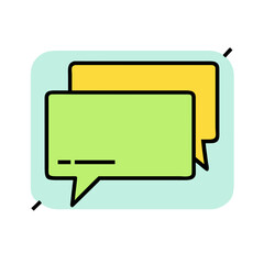 Fototapeta premium Neon green and yellow speech bubbles on mint background