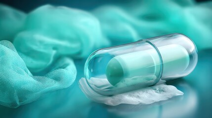 Transparent Capsule with Soft Material on Shimmering Surface