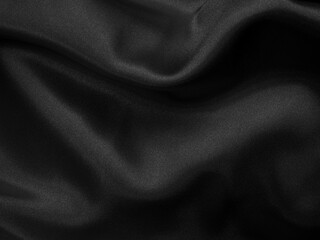 Fototapeta premium Black background texture fabric fiber crumpled grain dark cotton fine cloth pattern grunge textile canvas linen nylon grey abstract polyester material vintage, empty surface soft