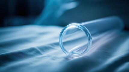 Transparent Glass Tube on Soft Surface in Dim Light Environment
