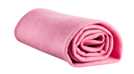 Rolled pink towel isolated on transparent background