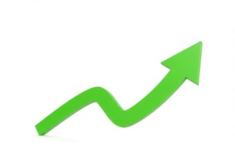 Green arrow graph showing upward trend and growth isolated on white background